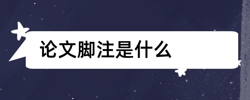 论文脚注是什么和论文脚注怎么加