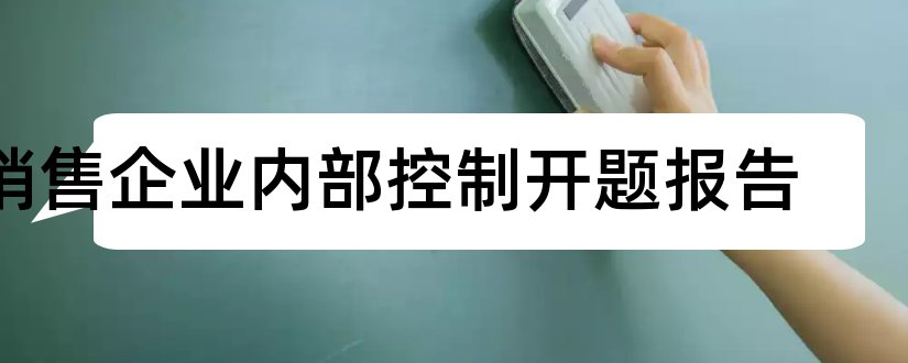 销售企业内部控制开题报告和企业内部控制开题报告