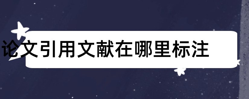 论文引用文献在哪里标注和论文引用文献标注格式