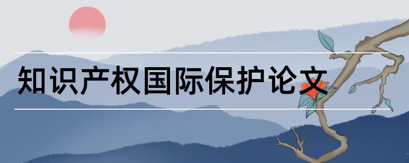 知识产权国际保护论文和国际知识产权论文