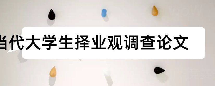 当代大学生择业观调查论文和原创论文网