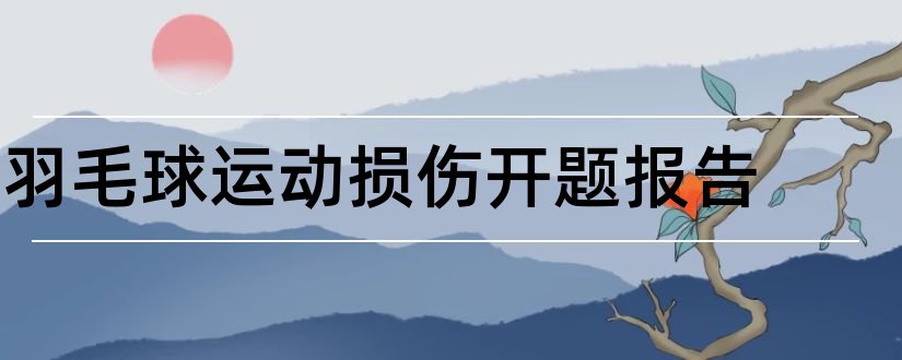 羽毛球运动损伤开题报告和开题报告模板