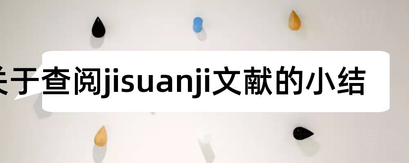 关于查阅jisuanji文献的小结和计算机论文参考文献