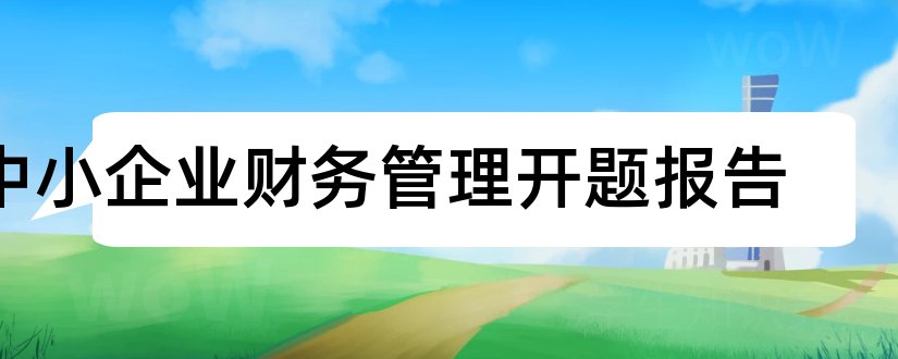 中小企业财务管理开题报告和中小企业融资开题报告