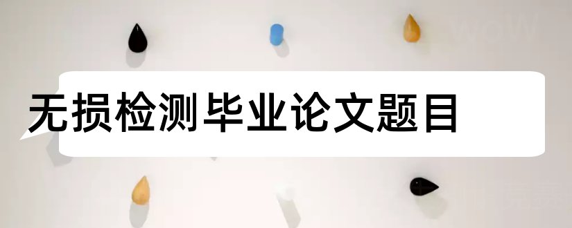 无损检测毕业论文题目和无损检测毕业论文