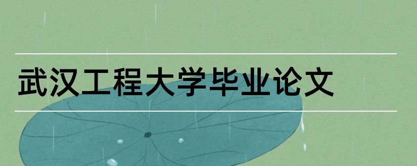 武汉工程大学毕业论文和武汉大学工程硕士论文