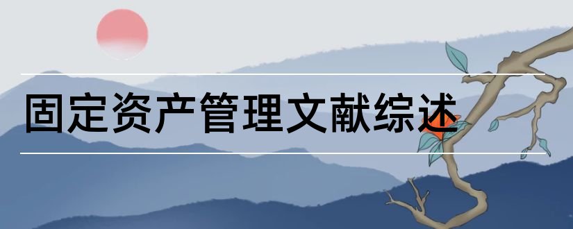 固定资产管理文献综述和固定资产管理研究综述