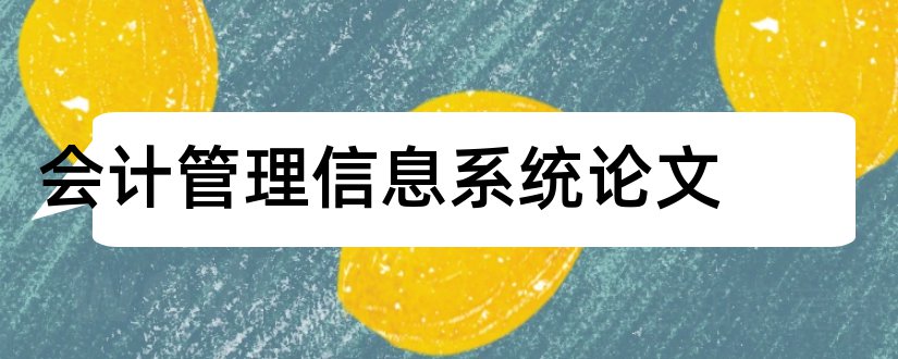 会计管理信息系统论文和管理信息系统论文