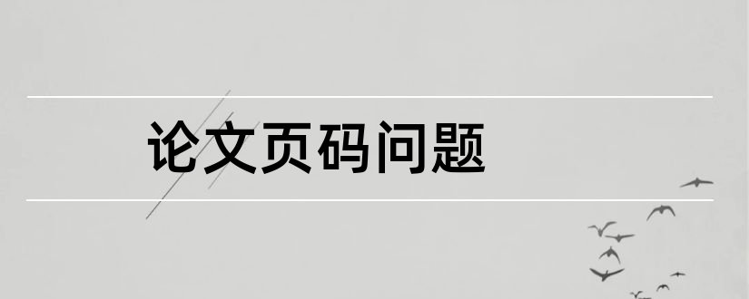 论文页码问题和论文页码怎么设置