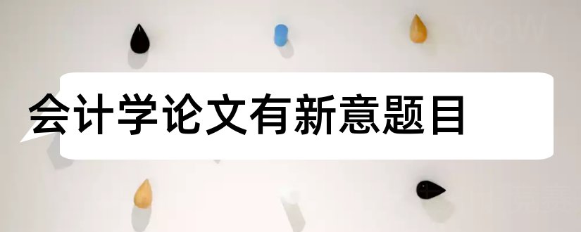 会计学论文有新意题目和税务会计学论文题目