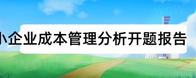 中小企业成本管理分析开题报告和中小企业融资开题报告