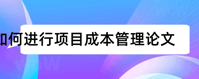 如何进行项目成本管理论文和项目成本管理论文