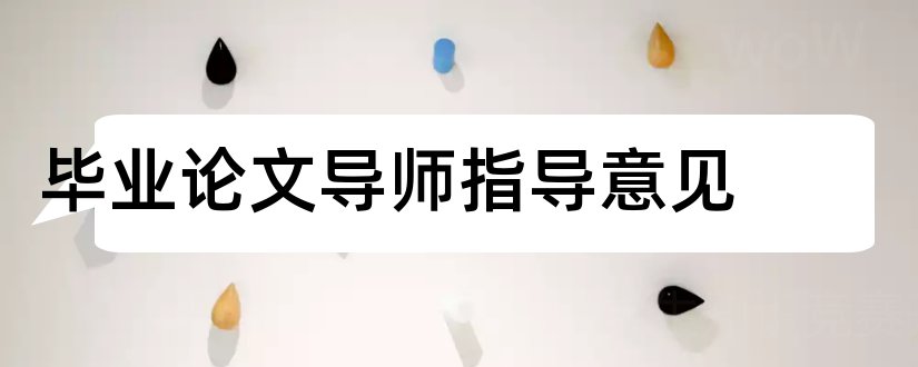 毕业论文导师指导意见和毕业论文评语导师评语