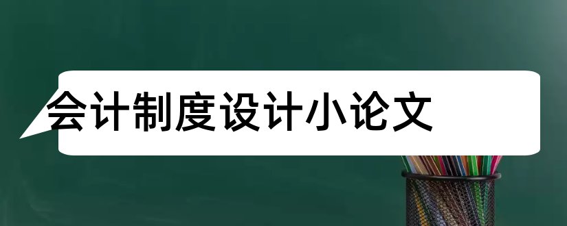 会计制度设计小论文和会计制度设计课程论文