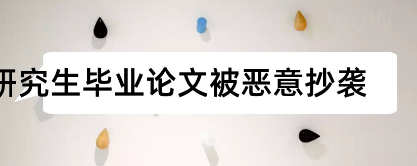 研究生毕业论文被恶意抄袭和研究生毕业论文抄袭