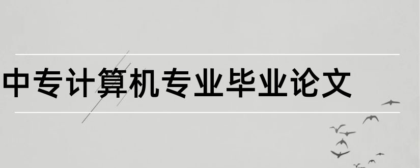 中专计算机专业毕业论文和大学论文网