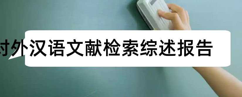对外汉语文献检索综述报告和对外汉语参考文献