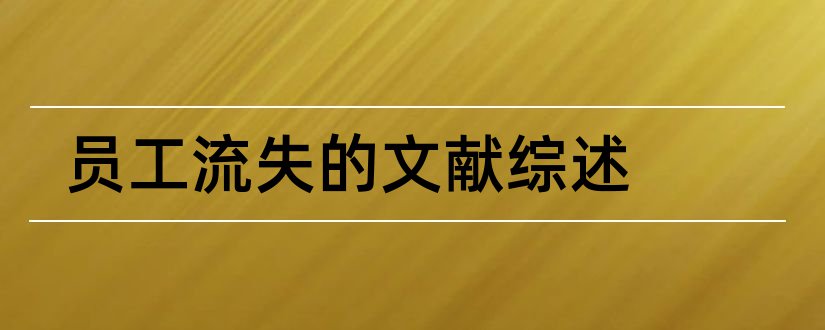 员工流失的文献综述和酒店员工流失文献综述