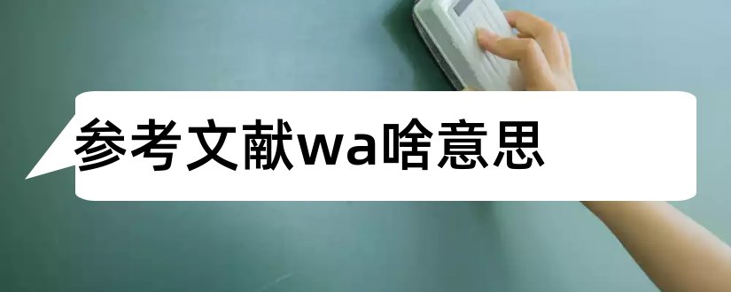 参考文献wa啥意思和论文参考文献什么意思