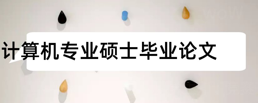 计算机专业硕士毕业论文和计算机专业硕士论文