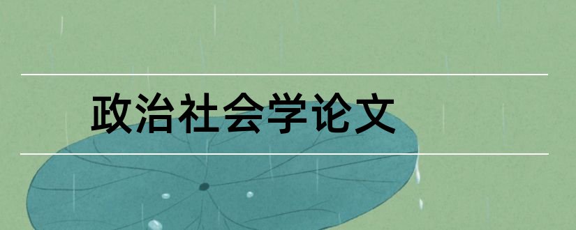 政治社会学论文和政治社会学论文选题