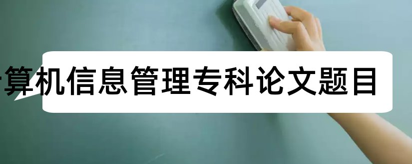 计算机信息管理专科论文题目和计算机专科论文题目