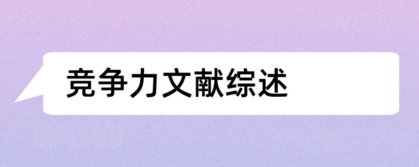 竞争力文献综述和财务竞争力文献综述