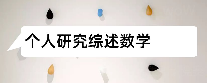 个人研究综述数学和数学个人研究过程综述