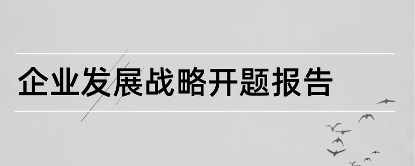 企业发展战略开题报告和开题报告模板