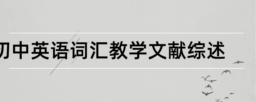 初中英语词汇教学文献综述和初中英语词汇教学文献