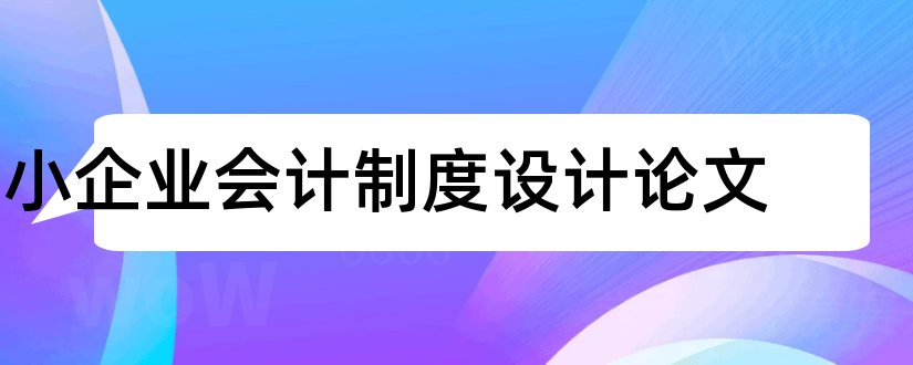 小企业会计制度设计论文和会计制度设计小论文