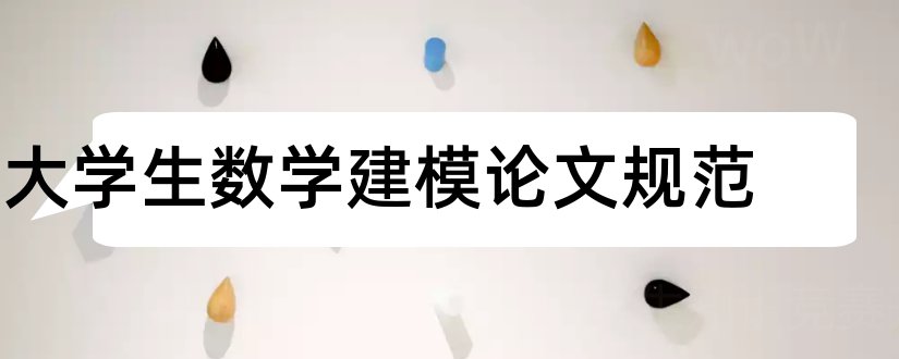 大学生数学建模论文规范和大学生数学建模论文