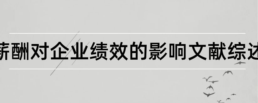 高管薪酬对企业绩效的影响文献综述和毕业论文开题报告