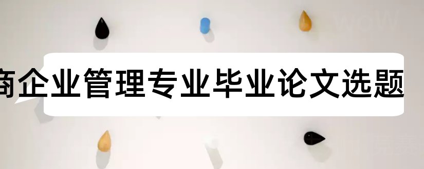 工商企业管理专业毕业论文选题和工商企业管理专业论文