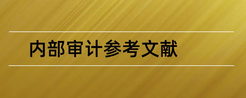 内部审计参考文献和内部审计论文参考文献