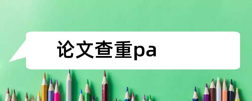 论文查重pa和pa论文