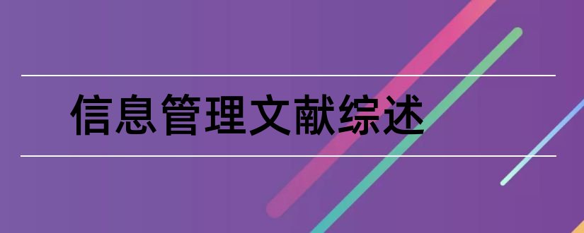 信息管理文献综述和管理信息系统文献综述