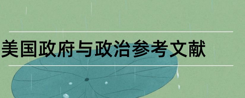 美国政府与政治参考文献和论文查重