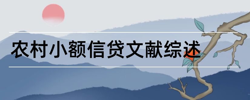 农村小额信贷文献综述和开题报告模板