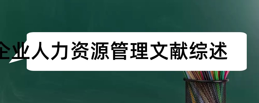 企业人力资源管理文献综述和人力资源管理课程综述