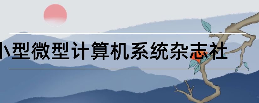 小型微型计算机系统杂志社和微型计算机杂志