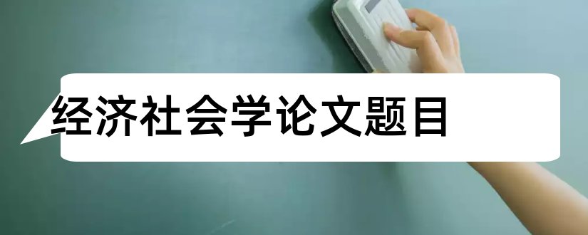 经济社会学论文题目和经济社会学论文