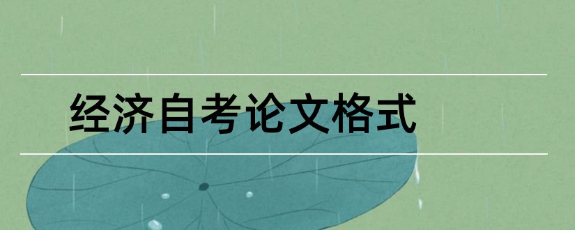 经济自考论文格式和经济法自考论文