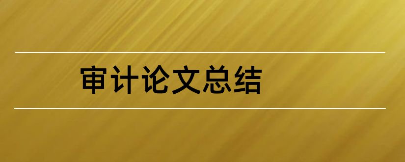 审计论文总结和审计风险论文总结