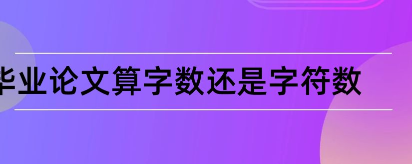 毕业论文算字数还是字符数和毕业论文字数字符数