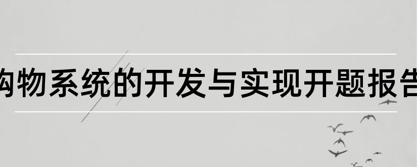 网上购物系统的开发与实现开题报告和网上购物系统开题报告