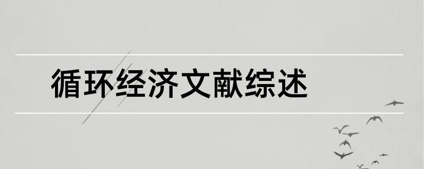 循环经济文献综述和循环经济综述