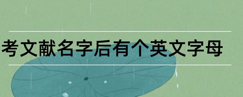 参考文献名字后有个英文字母和论文查重