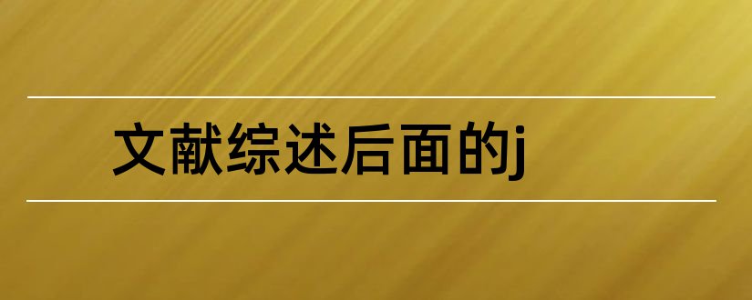 文献综述后面的j和文献综述中j代表什么