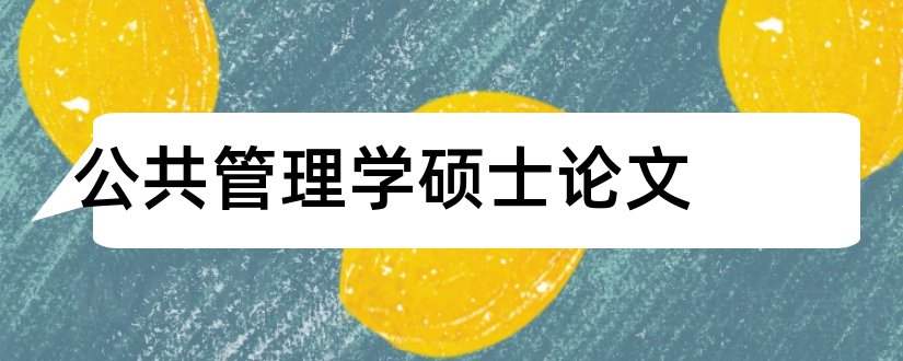 公共管理学硕士论文和公共管理论文